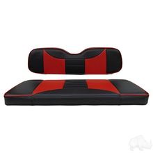Picture of E-Z-Go TXT 1996+ Rally Black/Red Cushions Aluminum Rear Seat Kit