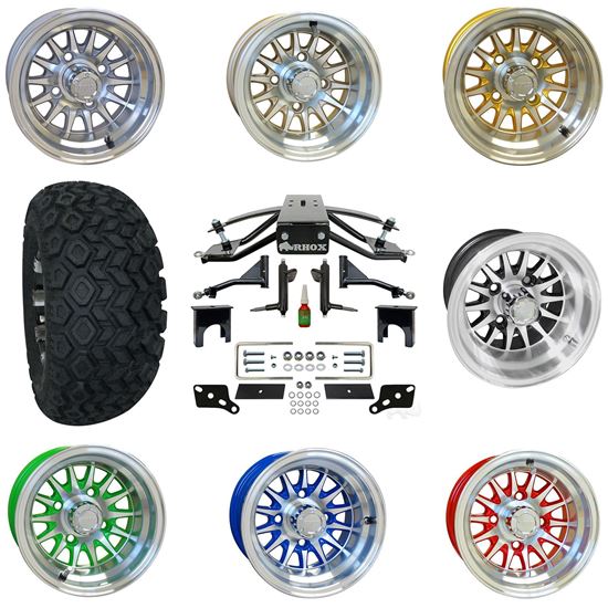 Picture of Club Car Precedent 6" A-Arm Standard Duty Lift Kit, 22x11-10 All Terrain Tires, and Phoenix Wheels - Choose Your Wheel