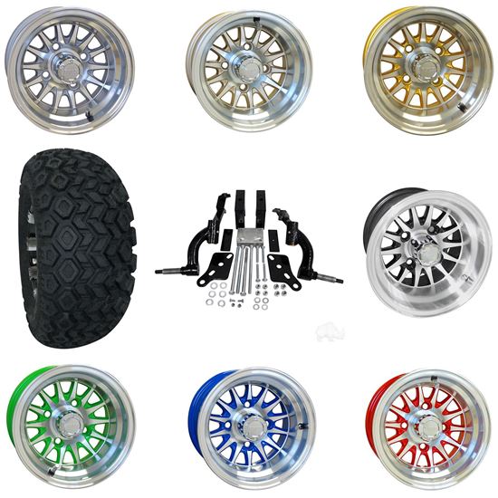 Picture of Club Car DS 2003.5-2009 6" Spindle Lift Kit, 22x11-10 All Terrain Tires, and Phoenix Wheels - Choose Your Wheel