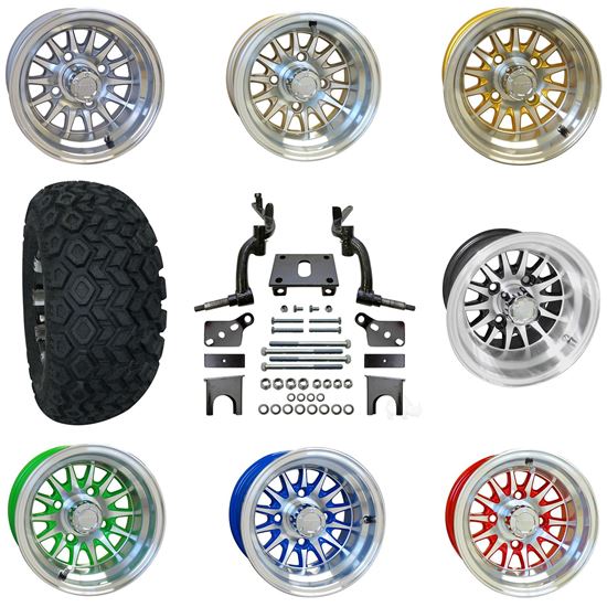 Picture of Club Car DS 2009-Present 6" Spindle Lift Kit, 22x11-10 All Terrain Tires, and Phoenix Wheels - Choose Your Wheel