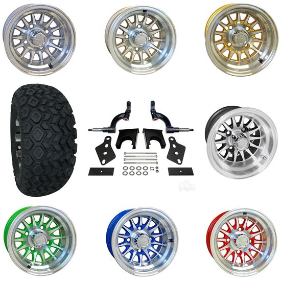 Picture of Club Car Precedent 6" Spindle Lift Kit, 22x11-10 All Terrain Tires, and Phoenix Wheels - Choose Your Wheel