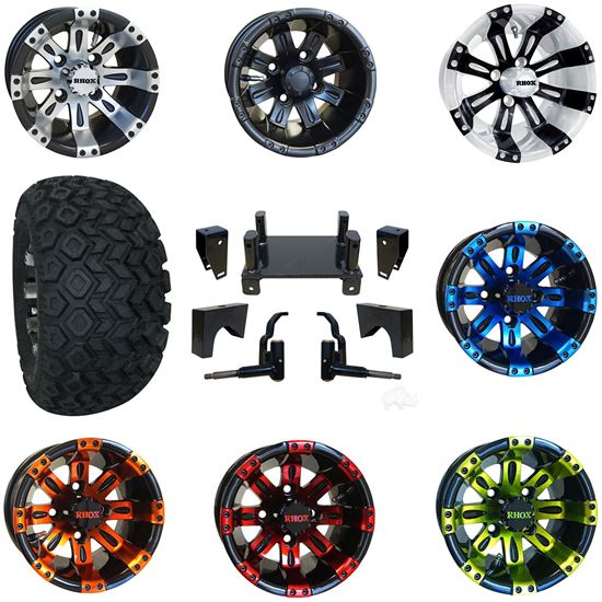 Picture of E-Z-Go RXV Electric March '13-Up 4" Standard Duty Lift Kit,  22x11-10 All Terrain Tires, and Vegas Wheels - Choose Your Wheel