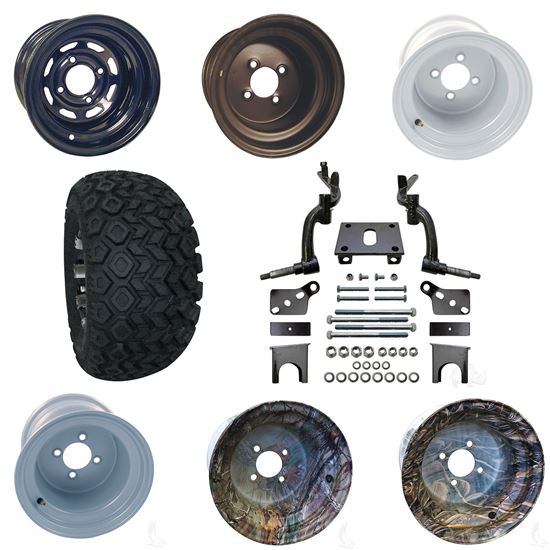 Picture of Club Car DS 2009-Up 6" Spindle Lift Kit, 22x11-10 All Terrain Tires, and Steel Wheels - Choose Your Wheel