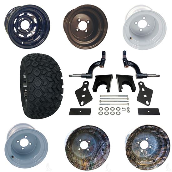 Picture of Club Car Precedent 6" Spindle Lift Kit, 22x11-10 All Terrain Tires, and Steel Wheels - Choose Your Wheel