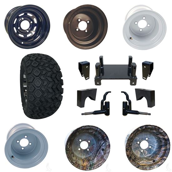 Picture of E-Z-Go RXV Electric March '13-Up 4" Standard Duty Lift Kit, 22x11-10 All Terrain Tires, and Steel Wheels - Choose Your Wheel