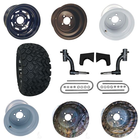 Picture of E-Z-Go RXV Electric March '13-Up 6" Spindle Lift Kit, 22x11-10 All Terrain Tires, and Steel Wheels - Choose Your Wheel