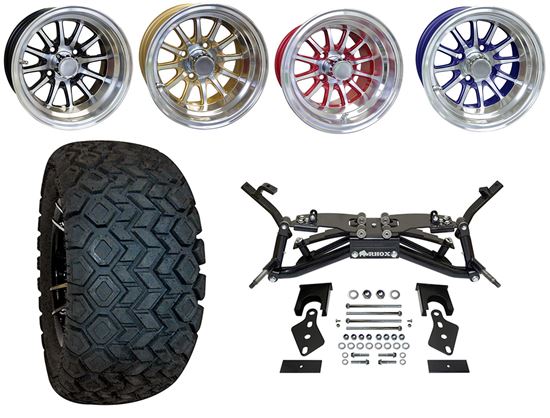 Picture of Club Car DS 2003.5-2009 6" A-Arm BMF Lift Kit, 22x10.5-12 All Terrain Tires, and Phoenix Wheels - Choose Your Wheel