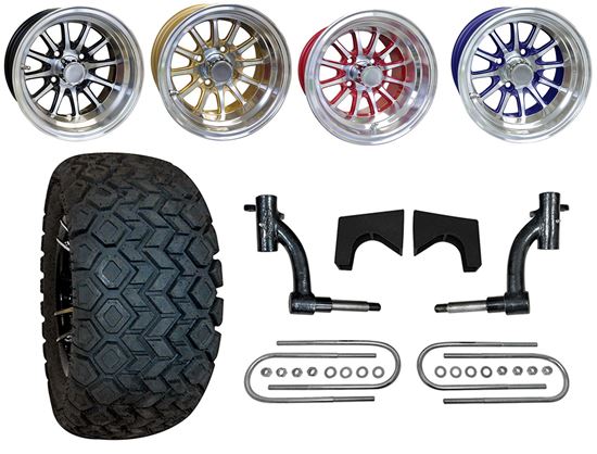 Picture of E-Z-Go RXV Electric March '13-Up 6" Spindle Lift Kit, 22x10.5-12 All Terrain Tires, and Phoenix Wheels - Choose Your Wheel