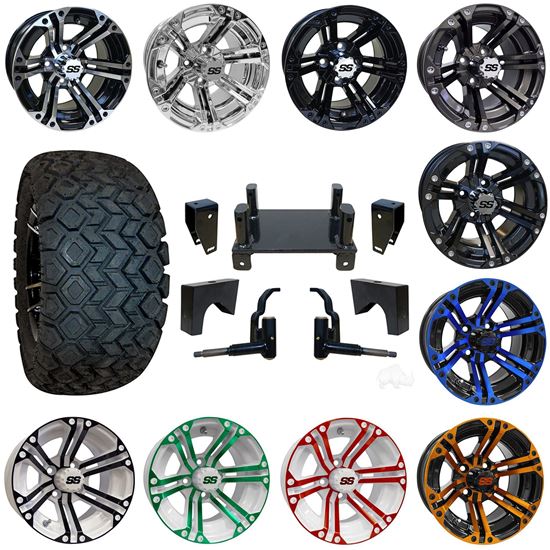 Picture of E-Z-Go RXV Electric March '13-Up 4" Standard Duty Lift Kit, 22x10.5-12 All Terrain Tires, and 6 Split-Spoke Wheels - Choose Your Wheel
