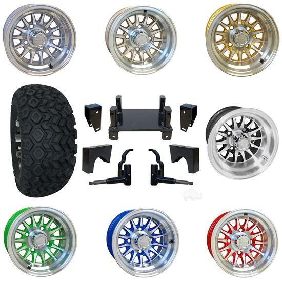 Picture of E-Z-Go RXV Electric March '13-Up 4" Standard Duty Lift Kit, 22x11-10 All Terrain Tires, and Phoenix Wheels - Choose Your Wheel
