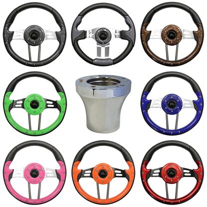 Picture of E-Z-GO Steering Wheel and Chrome Adapter Combo - Choose Your Steering Wheel