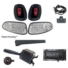Picture of Deluxe Street Legal Clear Lens LED Factory Light Kit with Pedal Mount Brake Switch for E-Z-Go RXV 2008-2015