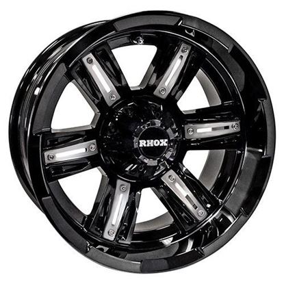 Picture of Wheel, RHOX RX285 Gloss Black with Silver Inserts 14x7