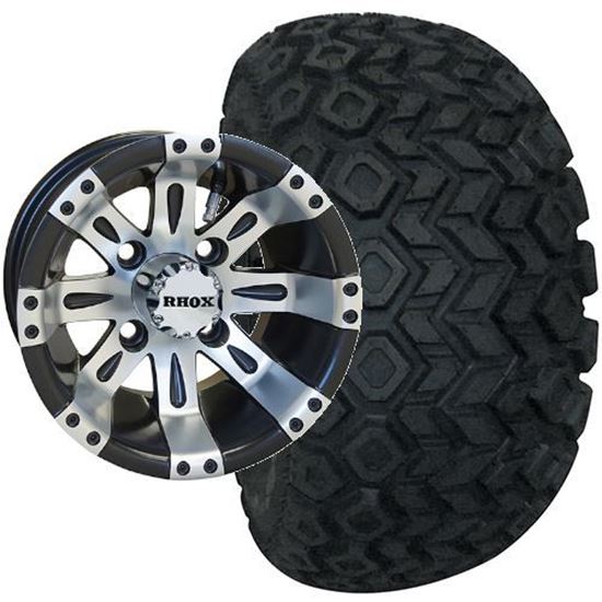 Picture of Combo, Lifted, Set of (4) Tire & Wheel: RHOX Mojave DOT 22x11-10 and RHOX Vegas 10x7 Matte Black/Machined Silver Wheel