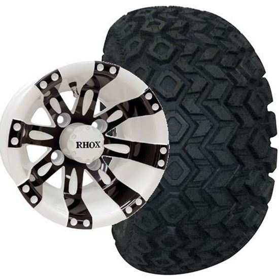 Picture of Lifted, Set of (4) Tire & Wheel Combo: RHOX Mojave DOT 22x11-10 and RHOX Vegas 10x7 White/Black Wheel