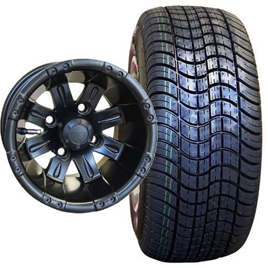 Picture of Combo, Non-Lifted, Set of (4) Tire & Wheel: RHOX DOT Low Profile 205/50-10 Tire and RHOX Vegas 10x7 Matte Black Wheel
