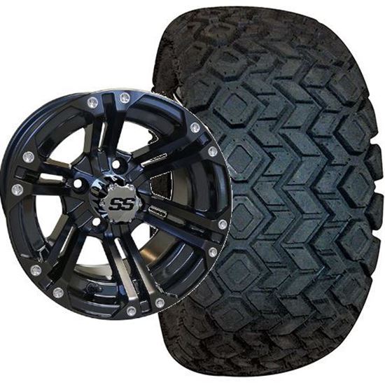 Picture of Lifted, Set of (4) Tire & Wheel Combo: RHOX Mojave DOT 22x10.5-12 and RHOX 12x7 RX331 Gloss Black Wheel
