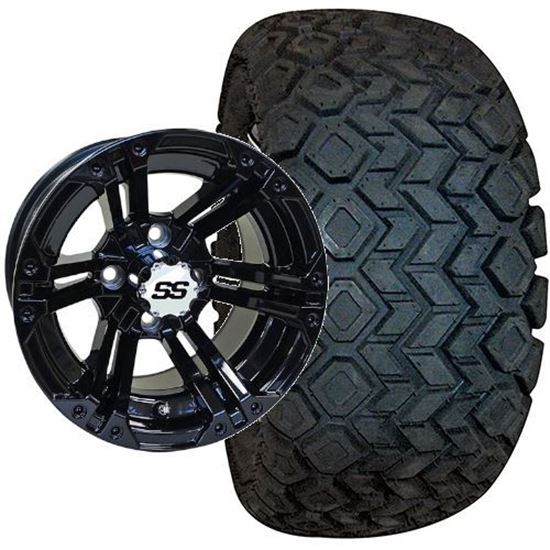 Picture of Lifted, Set of (4) Tire & Wheel Combo: RHOX Mojave DOT 22x10.5-12 and RHOX 12x7 RX334 Gloss Black Wheel