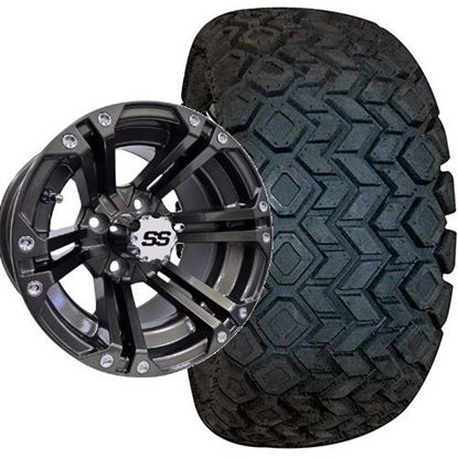 Picture of Lifted, Set of (4) Tire & Wheel Combo: RHOX Mojave DOT 22x10.5-12 and RHOX 12x7 RX335 Gun Metal Gray Wheel