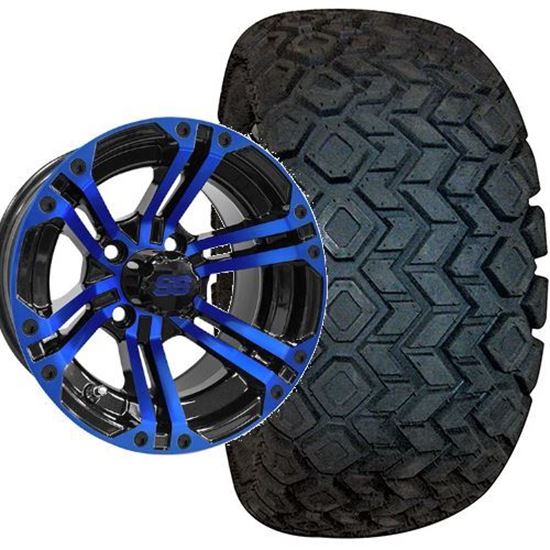 Picture of Lifted, Set of (4) Tire & Wheel Combo: RHOX Mojave DOT 22x10.5-12 and RHOX 12x7 RX334 Black/Blue Wheel