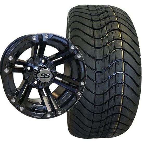 Picture of Non-Lifted, Set of (4) Tire & Wheel Combo: RHOX RXLP DOT 215/40-12 Low Profile Tire and RHOX 12x7 RX331 Gloss Black Wheel