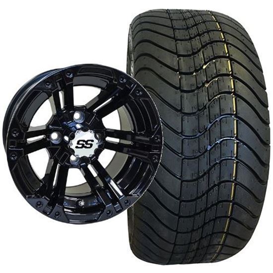 Picture of Non-Lifted, Set of (4) Tire & Wheel Combo: RHOX RXLP DOT 215/40-12 Low Profile Tire and RHOX 12x7 RX334 Gloss Black Wheel