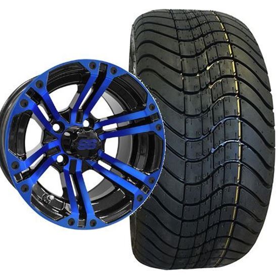 Picture of Non-Lifted, Set of (4) Tire & Wheel Combo: RHOX RXLP DOT 215/40-12 Low Profile Tire and RHOX 12x7 RX334 Black/Blue Wheel