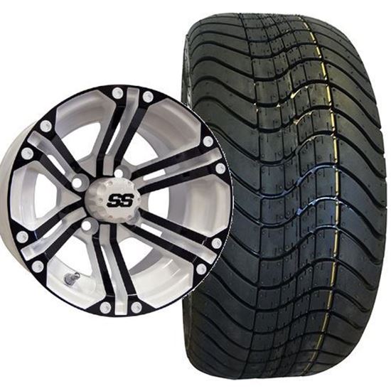 Picture of Non-Lifted, Set of (4) Tire & Wheel Combo: RHOX RXLP DOT 215/40-12 Low Profile Tire and RHOX 12x7 RX334 White/Black Wheel