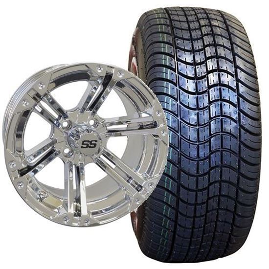 Picture of Non-Lifted, Set of (4) Tire & Wheel Combo: Rhox RXLP DOT 225/30-14 and Rhox 14x7 RX352 Chrome Wheel