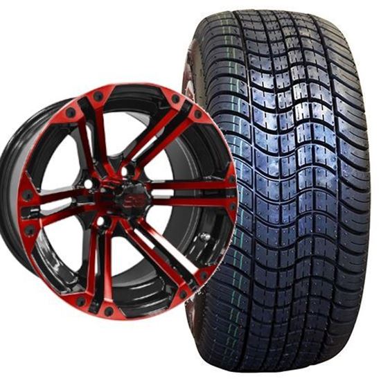 Picture of Non-Lifted, Set of (4) Tire & Wheel Combo: Rhox RXLP DOT 225/30-14 and Rhox 14x7 RX354 Red/Black Wheel